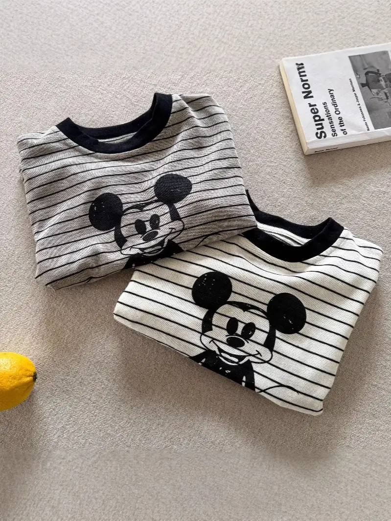 Kids Striped Mickey T-Shirt 2025 Summer - Image 4