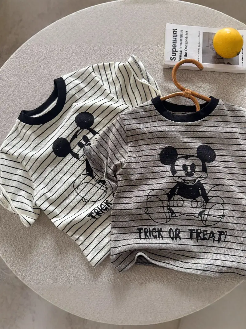 Kids Striped Mickey T-Shirt 2025 Summer - Image 5
