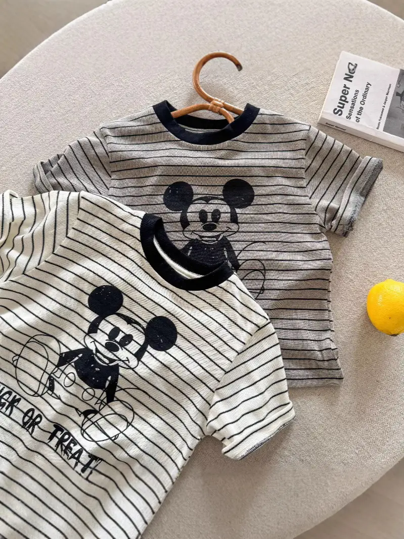 Kids Striped Mickey T-Shirt 2025 Summer - Image 6