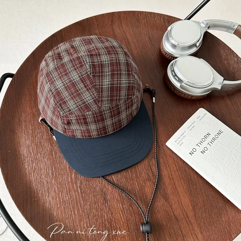 Plaid Drawstring Cap for Women Sunshade Couple - Image 7