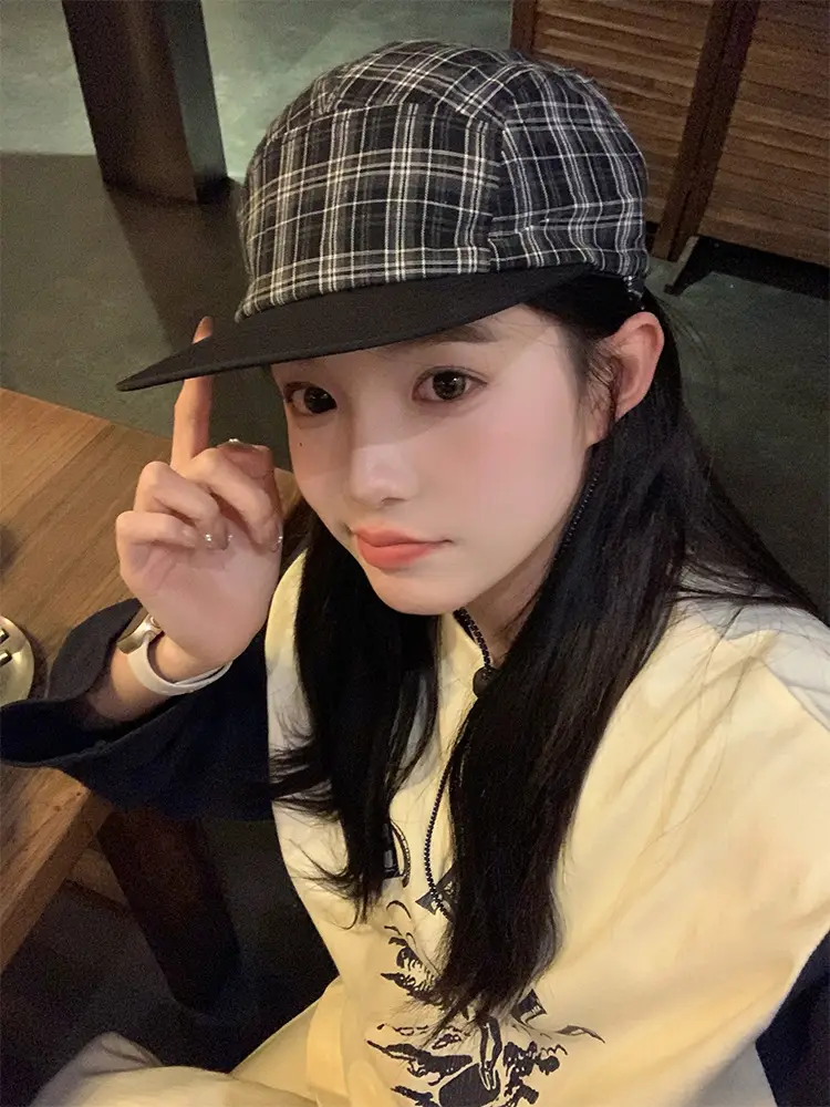 Plaid Drawstring Cap for Women Sunshade Couple — feature 10