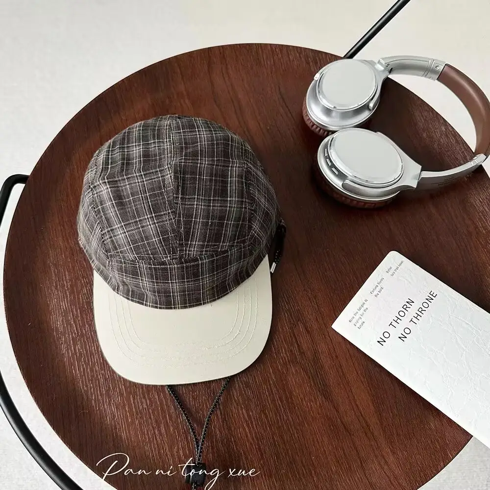 Plaid Drawstring Cap for Women Sunshade Couple - Image 3