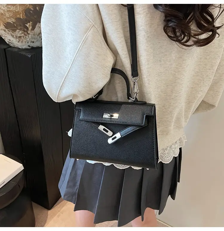 Textured Lock Handbag Women Beige Silver 2025 — feature 28