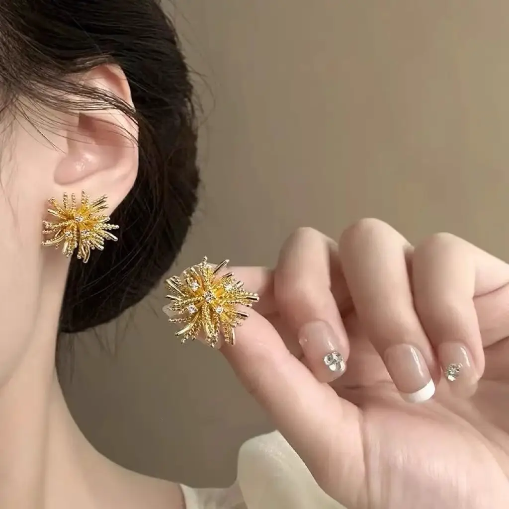 New Year Hymn Silver Fireworks Earrings for Women