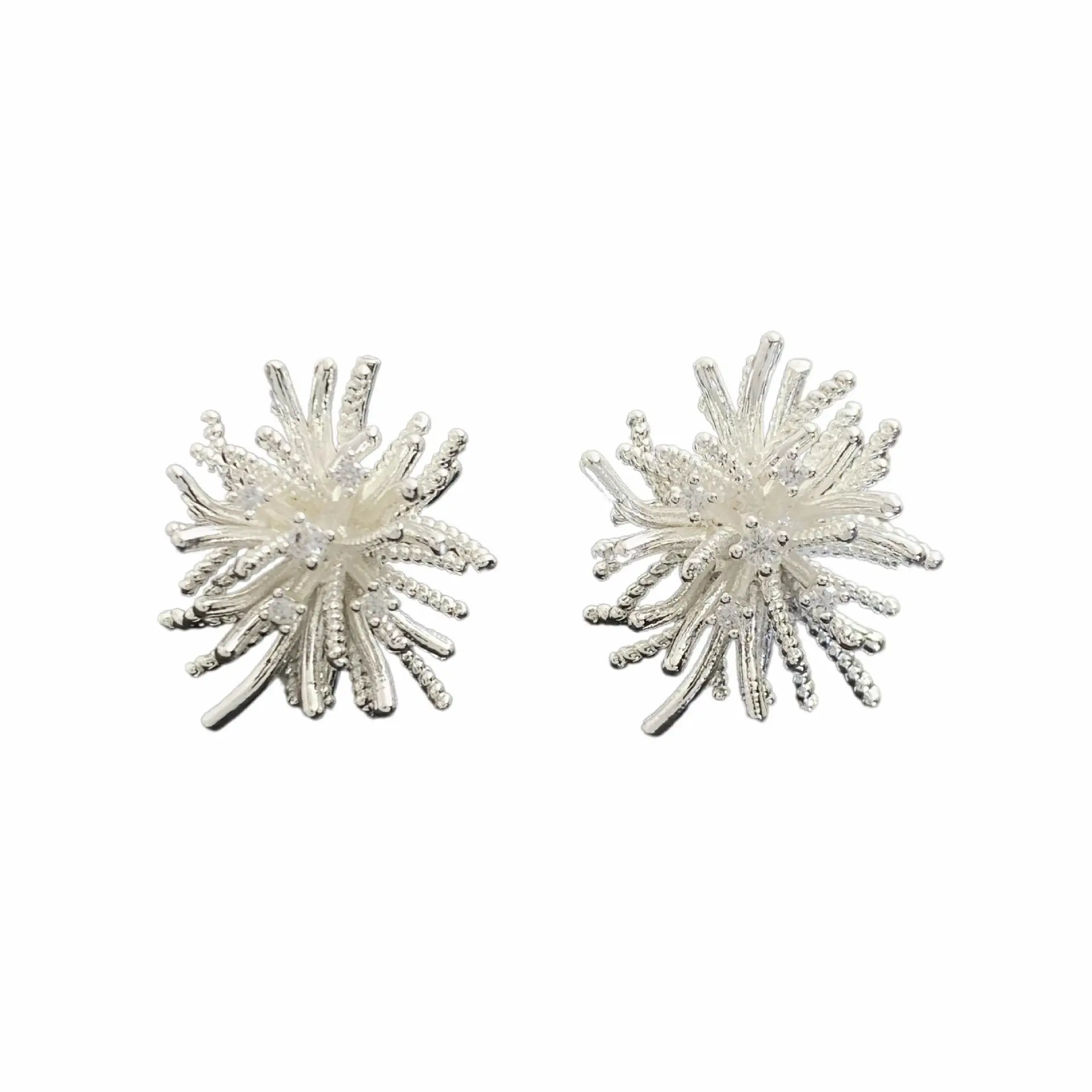 New Year Hymn Silver Fireworks Earrings for Women