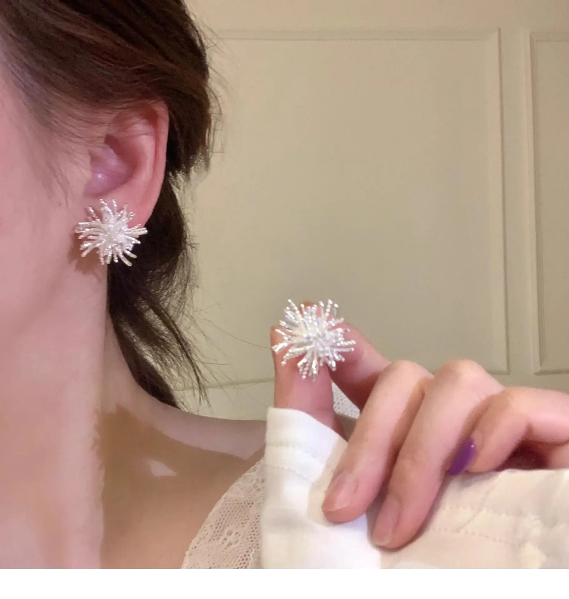New Year Hymn Silver Fireworks Earrings for Women — feature 18