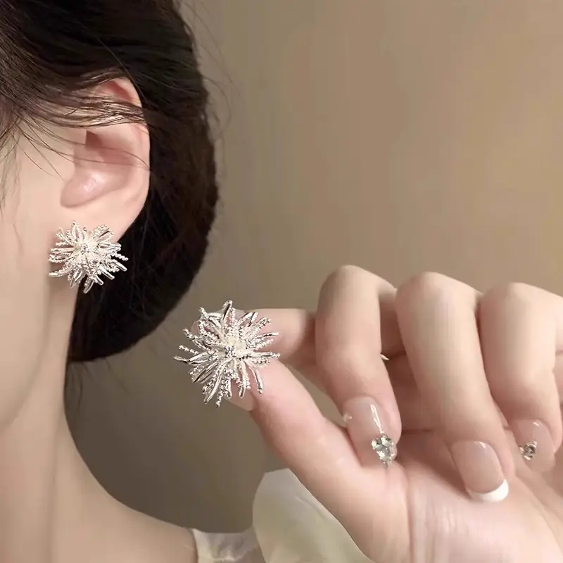 New Year Hymn Silver Fireworks Earrings for Women — feature 2