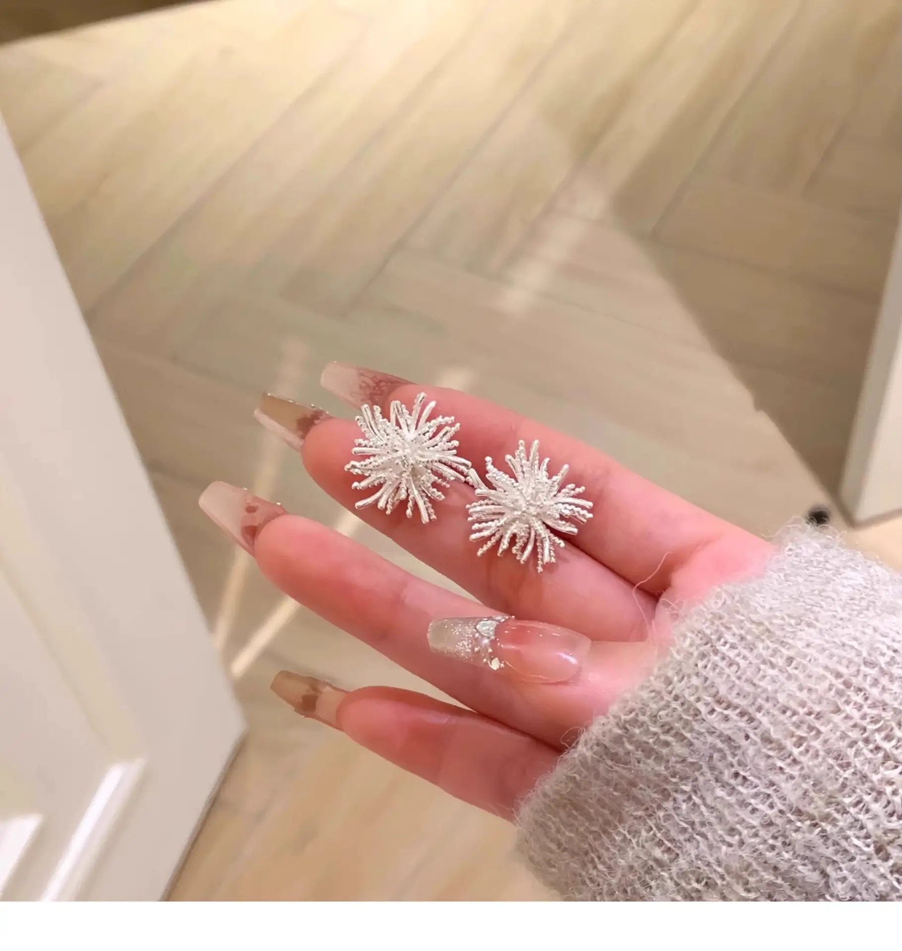New Year Hymn Silver Fireworks Earrings for Women — feature 22