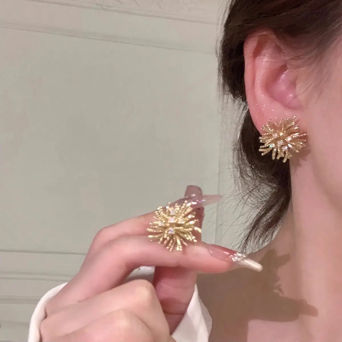 New Year Hymn Silver Fireworks Earrings for Women