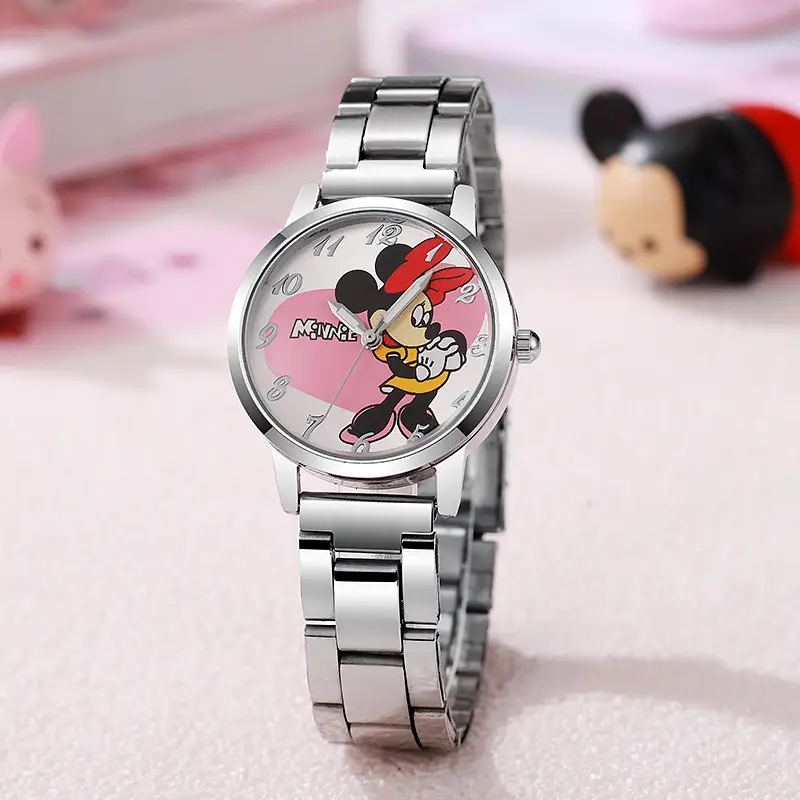 New Mickey Children Cartoon Boys Girls Students Boutique Steel Strap Life Waterproof Mickey Mouse Watch