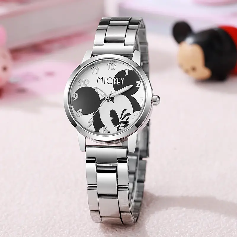 New Mickey Children Cartoon Boys Girls Students Boutique Steel Strap Life Waterproof Mickey Mouse Watch