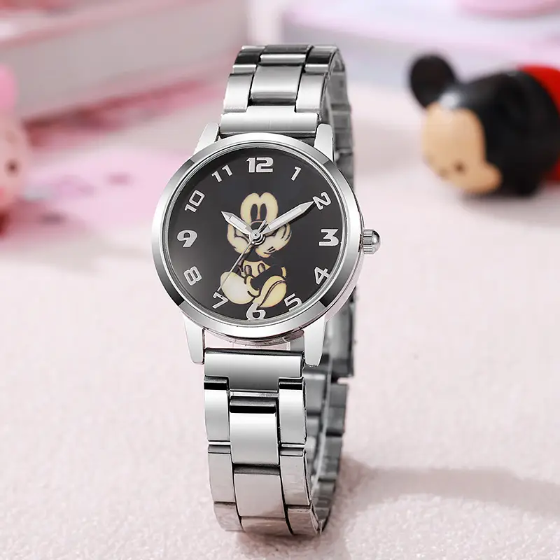 New Mickey Children Cartoon Boys Girls Students Boutique Steel Strap Life Waterproof Mickey Mouse Watch