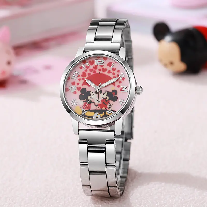 New Mickey Children Cartoon Boys Girls Students Boutique Steel Strap Life Waterproof Mickey Mouse Watch