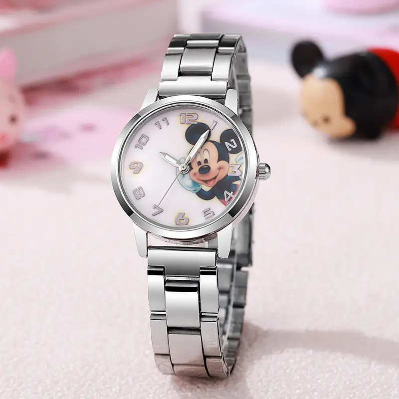 New Mickey Children Cartoon Boys Girls Students Boutique Steel Strap Life Waterproof Mickey Mouse Watch
