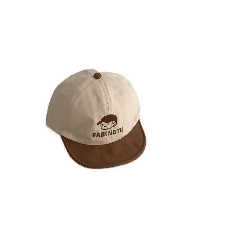 Children's Beanie Hat with Smile Design Brown Cream - Image 9
