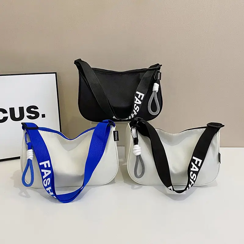 Black Korean Style Letter Crossbody Bag for Women