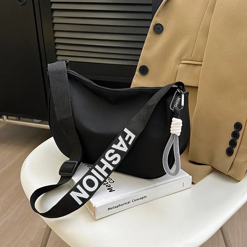 Black Korean Style Letter Crossbody Bag for Women