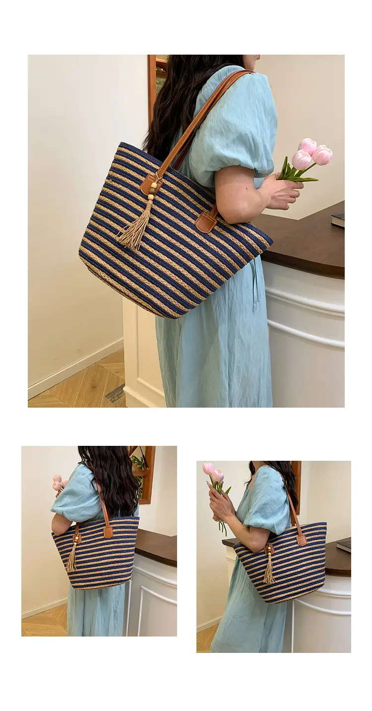 Women's Woven Shoulder Bag Large Capacity Summer Beach Bag — feature 11