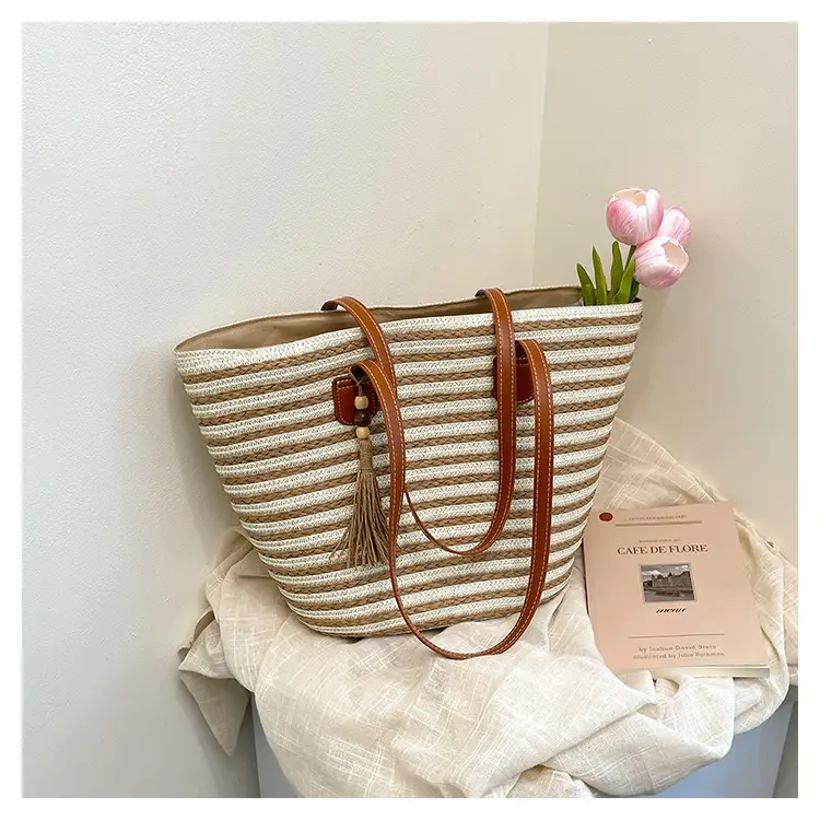 Women's Woven Shoulder Bag Large Capacity Summer Beach Bag — feature 14