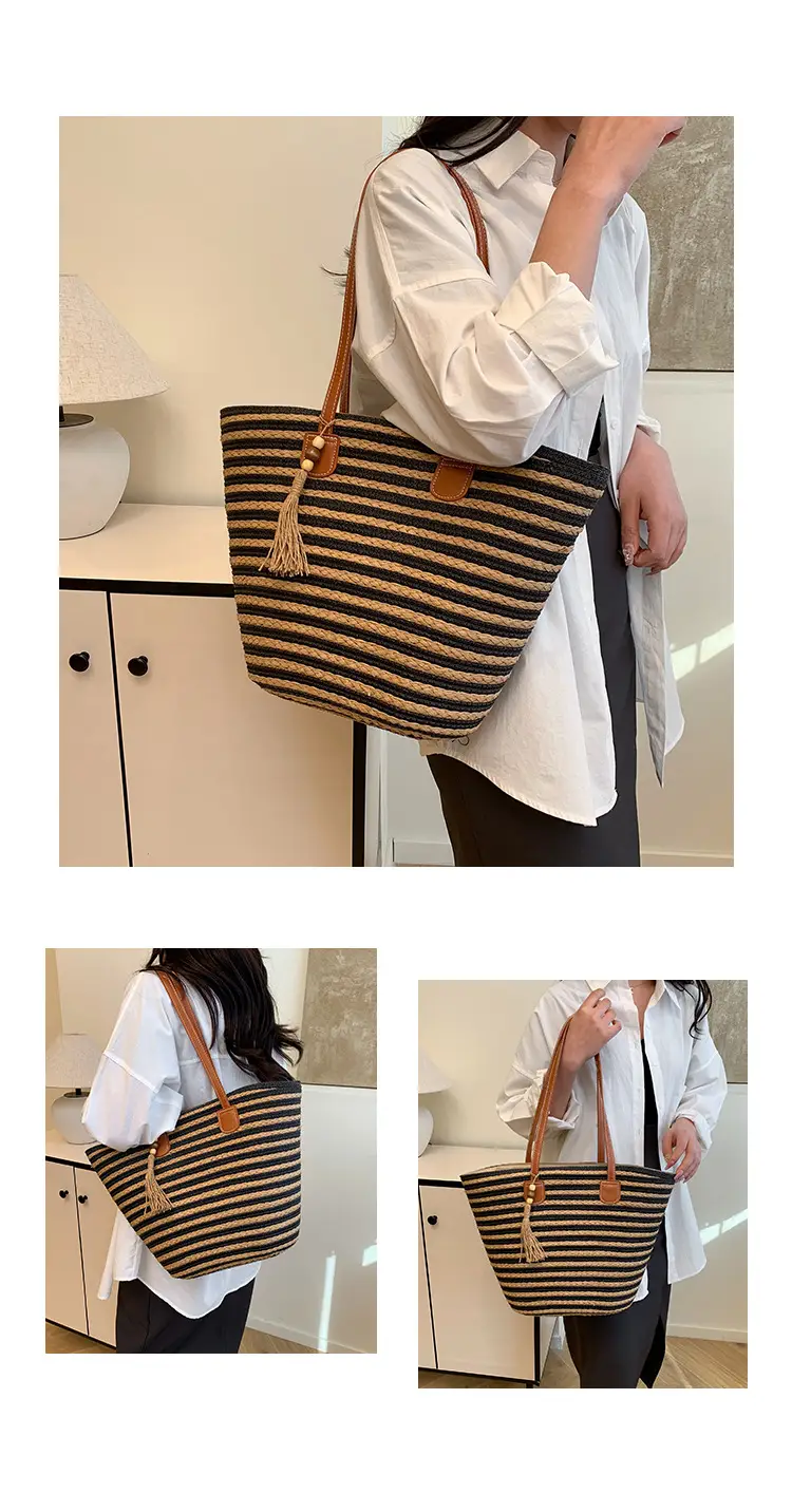 Women's Woven Shoulder Bag Large Capacity Summer Beach Bag — feature 9