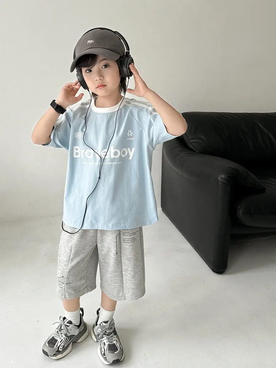 Boys Pure Cotton Sports T-Shirt Black Braveboy Design - Image 6