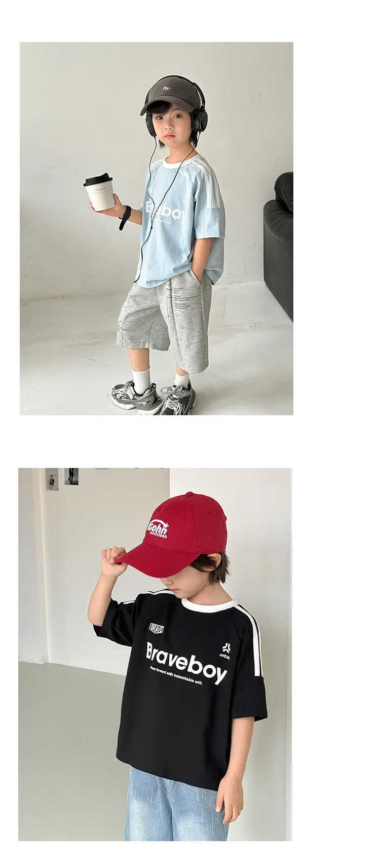 Boys Pure Cotton Sports T-Shirt Black Braveboy Design — feature 12