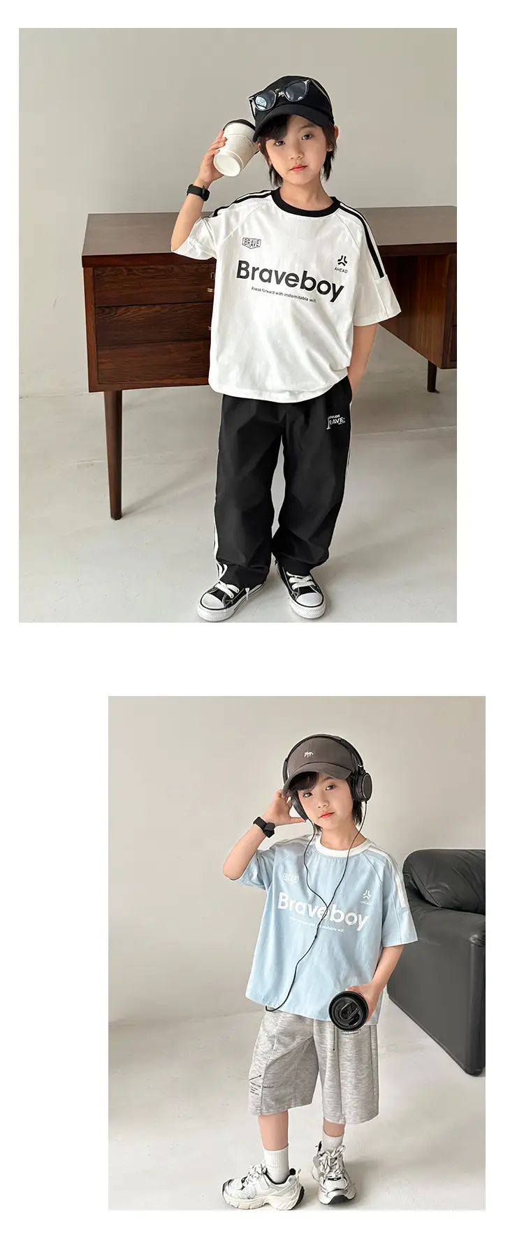 Boys Pure Cotton Sports T-Shirt Black Braveboy Design — feature 13