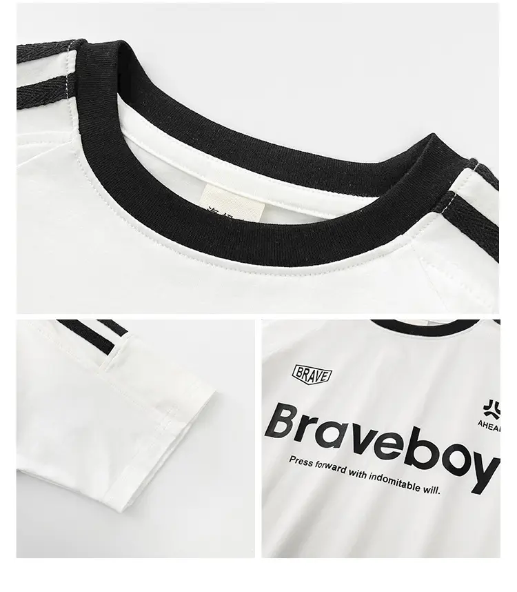 Boys Pure Cotton Sports T-Shirt Black Braveboy Design — feature 5