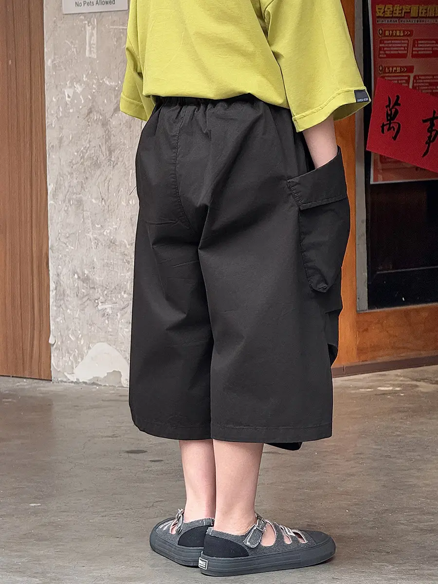 Boys Korean Style Short Sleeve T-Shirt Shorts Set Yellow Black 2025 — feature 12