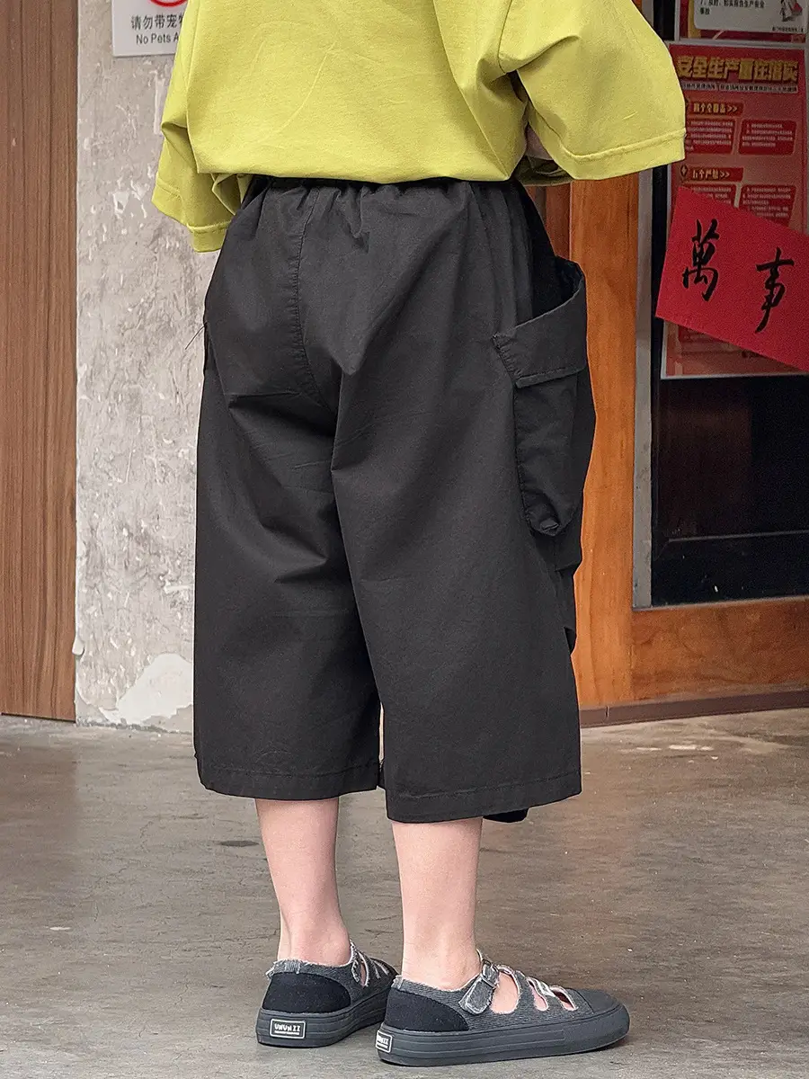 Boys Korean Style Short Sleeve T-Shirt Shorts Set Yellow Black 2025 — feature 22