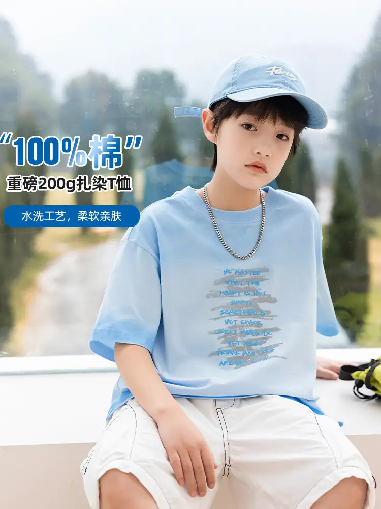2025 Boys Cotton Panda Gradient T-Shirt Summer Coat - Image 4