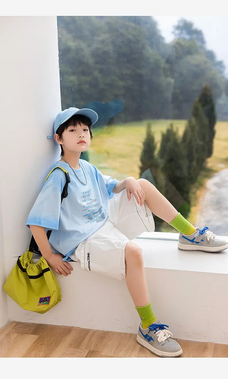 2025 Boys Cotton Panda Gradient T-Shirt Summer Coat — feature 25