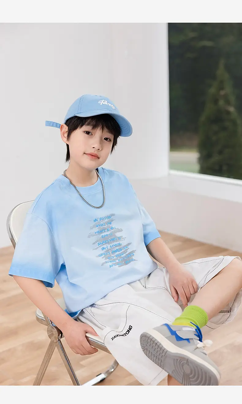2025 Boys Cotton Panda Gradient T-Shirt Summer Coat — feature 28