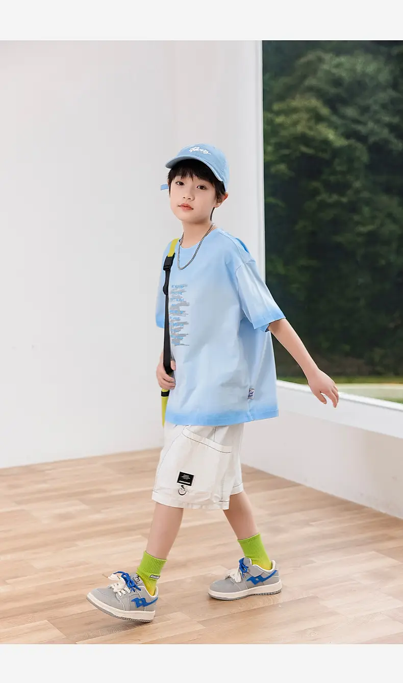 2025 Boys Cotton Panda Gradient T-Shirt Summer Coat — feature 30