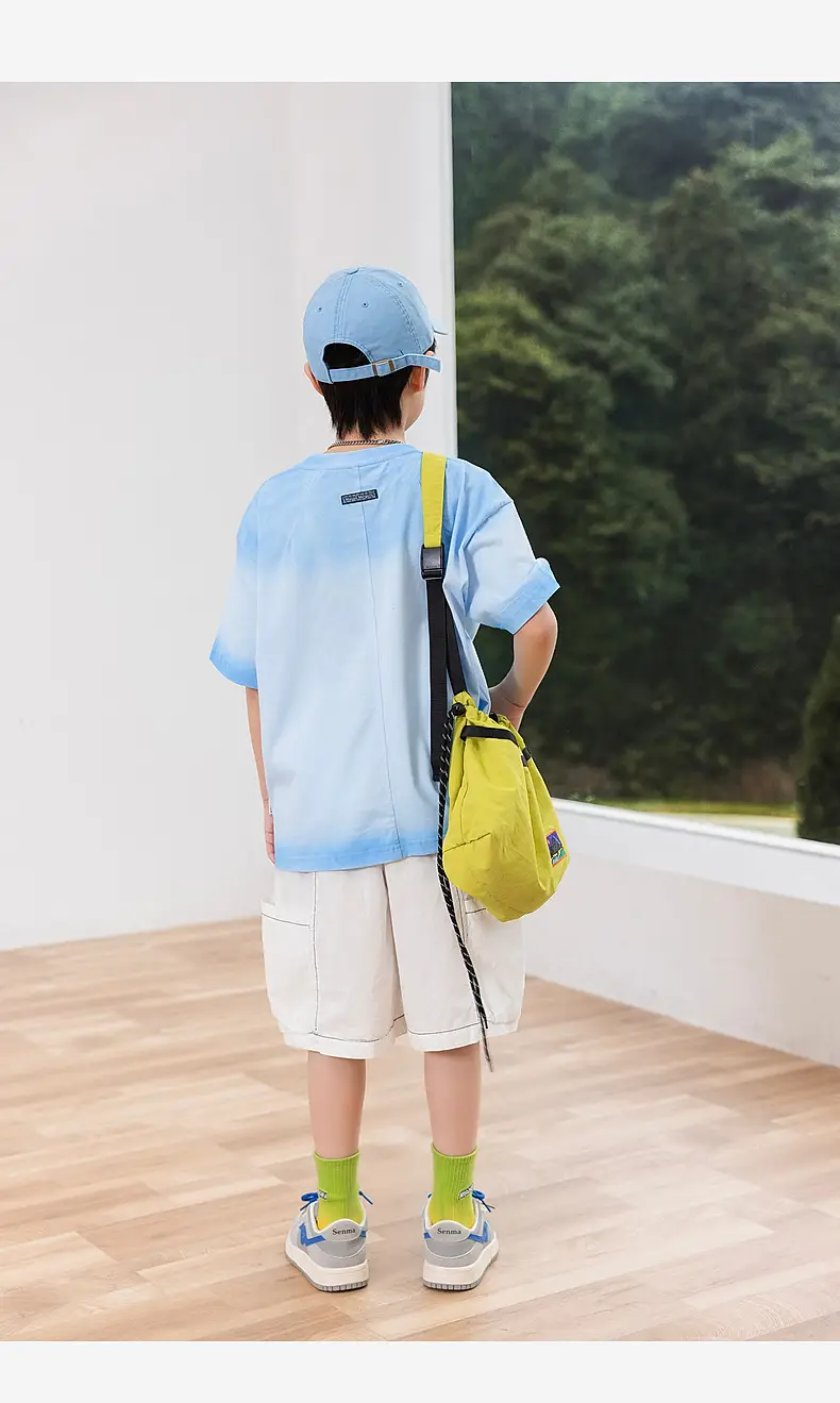 2025 Boys Cotton Panda Gradient T-Shirt Summer Coat — feature 31
