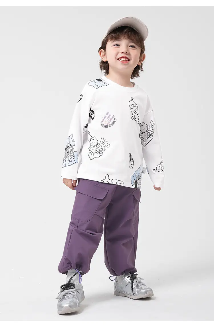 Boys Cotton Long Sleeve T-Shirt White Cartoon Kids Spring Clothing — feature 21