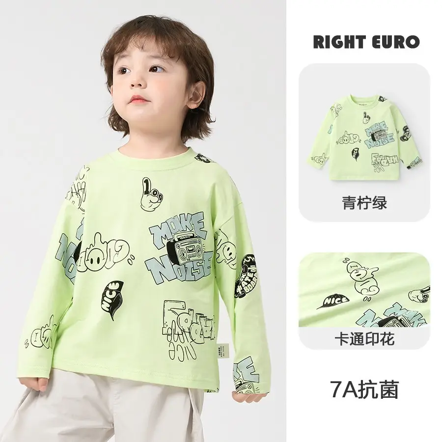 Boys Cotton Long Sleeve T-Shirt White Cartoon Kids Spring Clothing