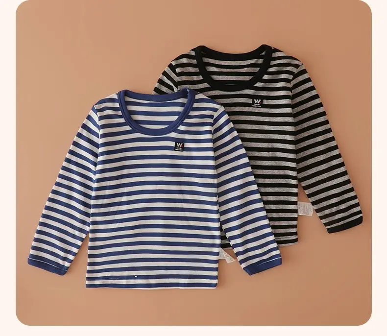 Japanese 2-Piece Boys T-Shirt Long Sleeve Striped Cotton — feature 13