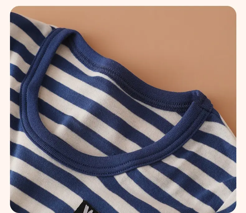 Japanese 2-Piece Boys T-Shirt Long Sleeve Striped Cotton — feature 14