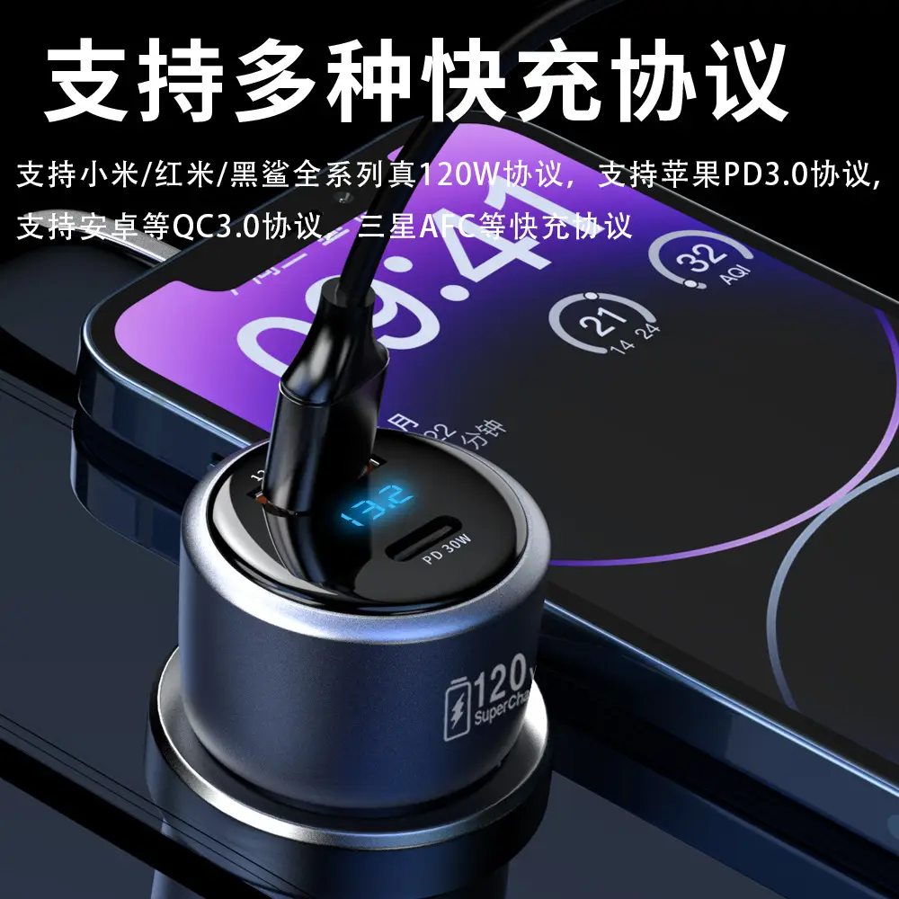 120W Super Fast Car Charger for Xiaomi Apple Phones - Image 11