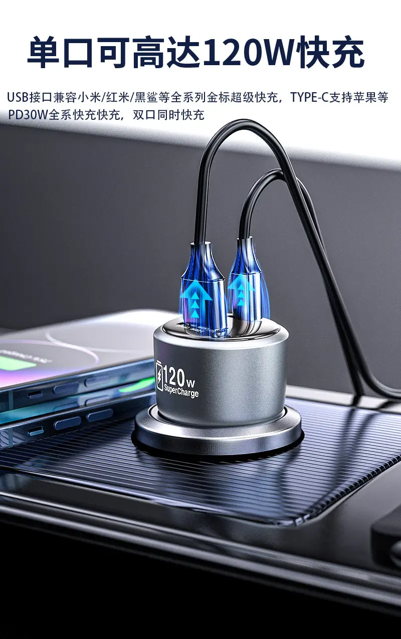 120W Super Fast Car Charger for Xiaomi Apple Phones — feature 8