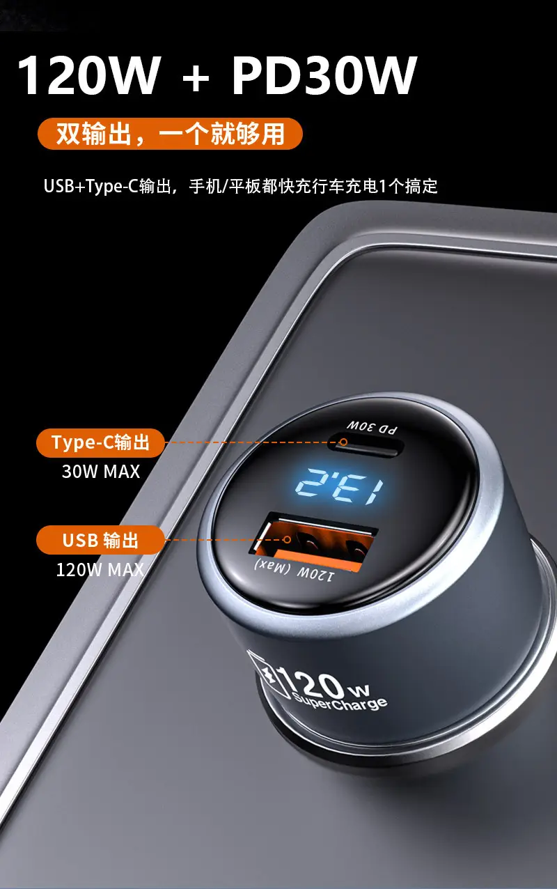 120W Super Fast Car Charger for Xiaomi Apple Phones — feature 9