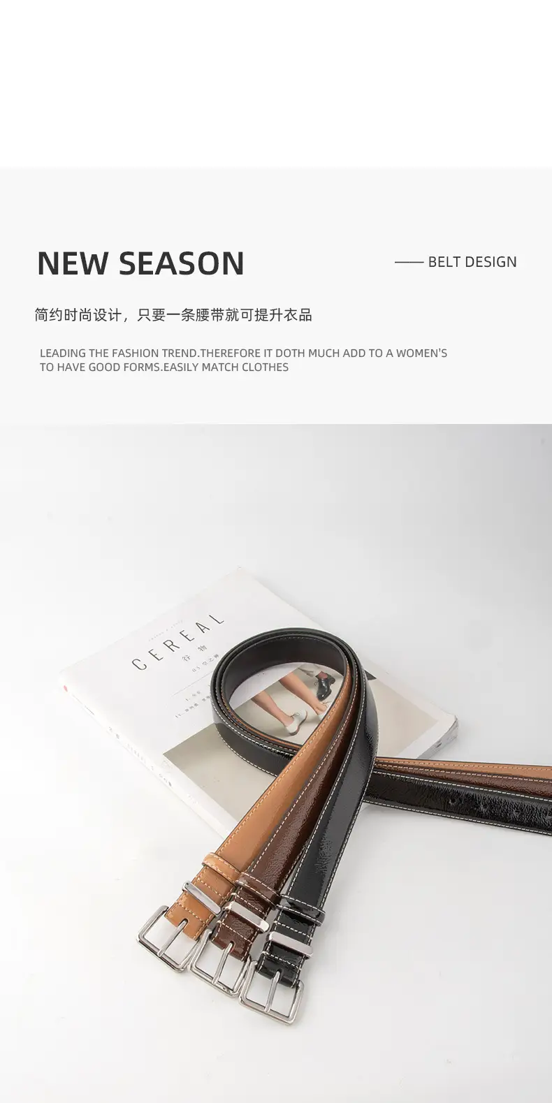 Women Genuine Leather Paint Belt Vintage Decorative Suit Jeans Top Layer Cowhide Belt Women Wholesale in stock — feature 4