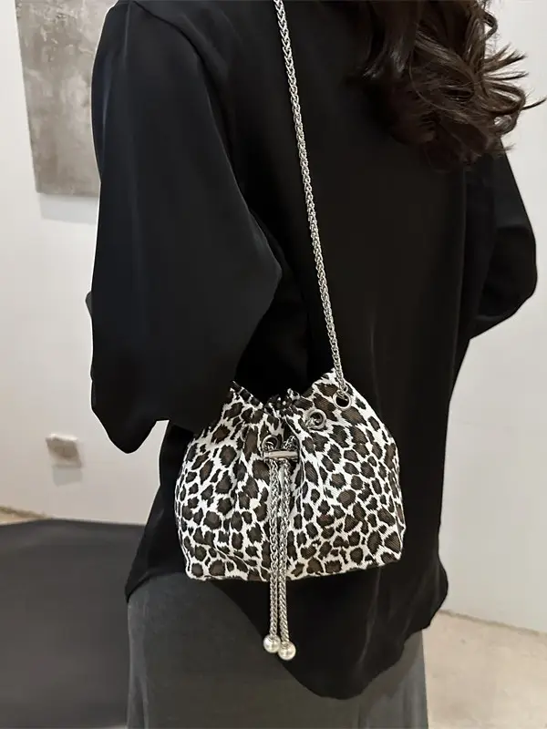 Leopard Print Chain Crossbody Bag Women 2025