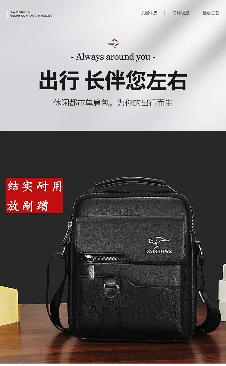 Kangaroo Genuine Leather Crossbody Bag for Men — feature 2