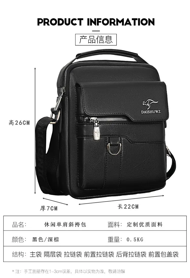Kangaroo Genuine Leather Crossbody Bag for Men — feature 3