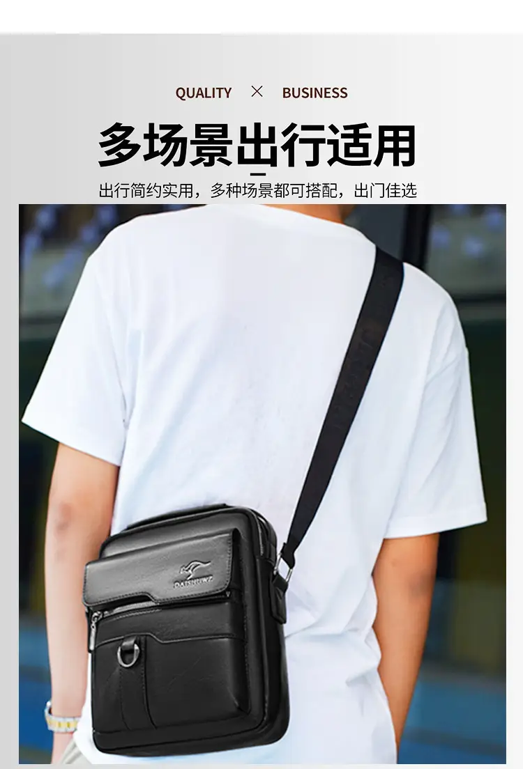 Kangaroo Genuine Leather Crossbody Bag for Men — feature 4