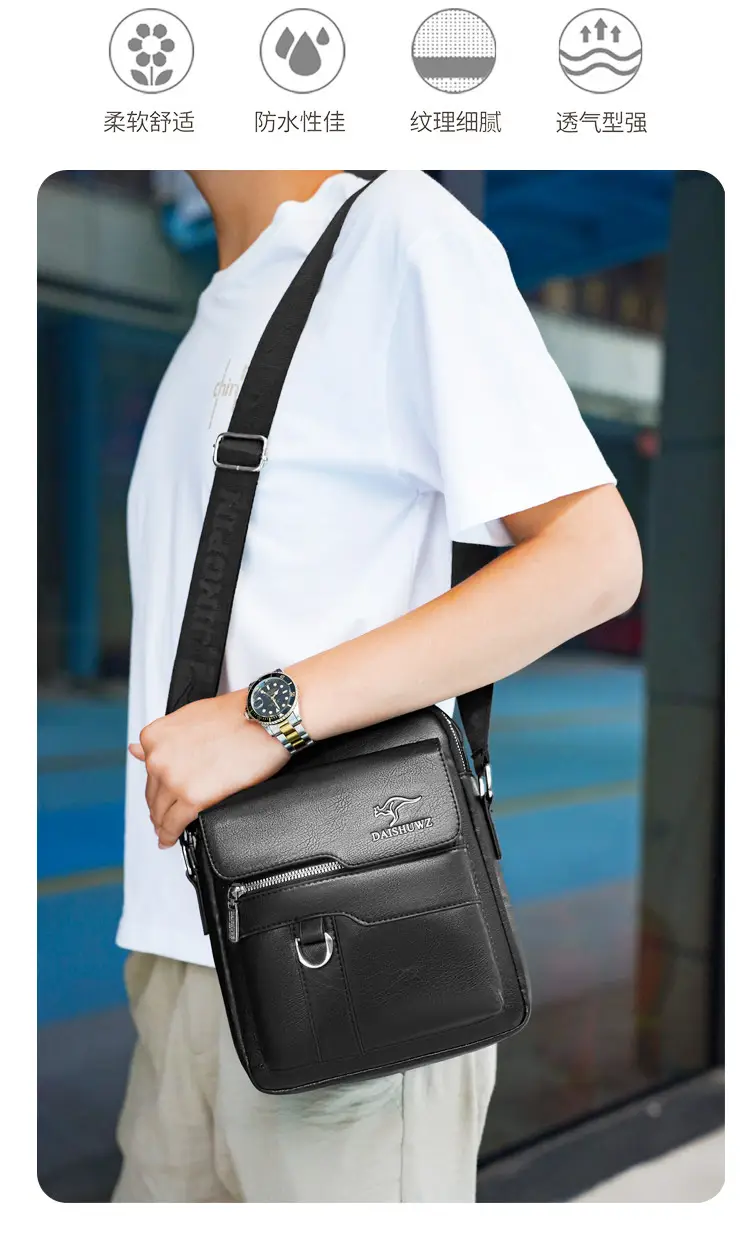 Kangaroo Genuine Leather Crossbody Bag for Men — feature 7