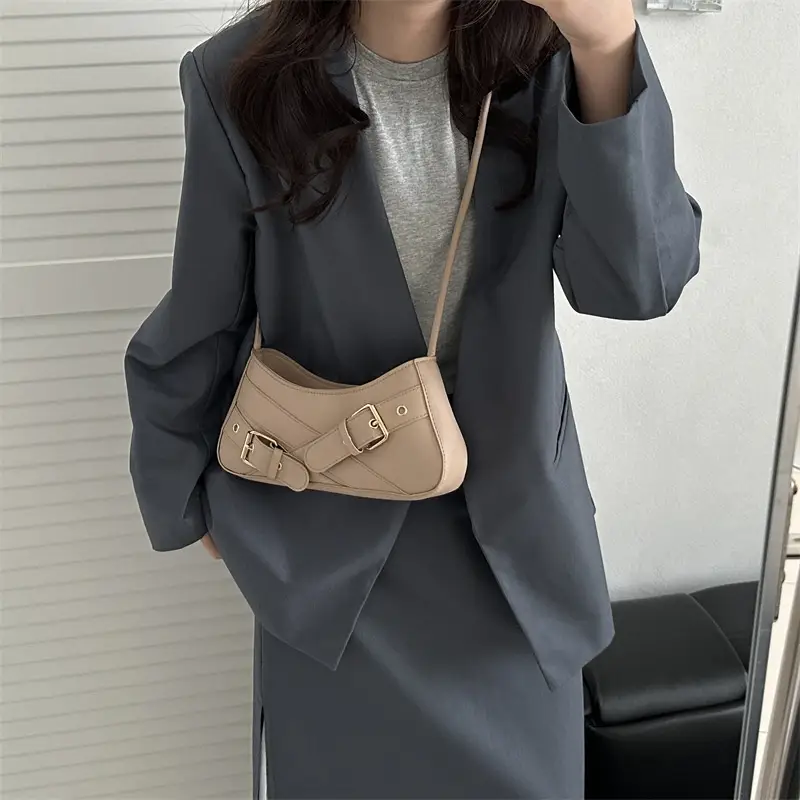 2025 Women's Silver One Shoulder Bag with Buckle Strap - Image 9
