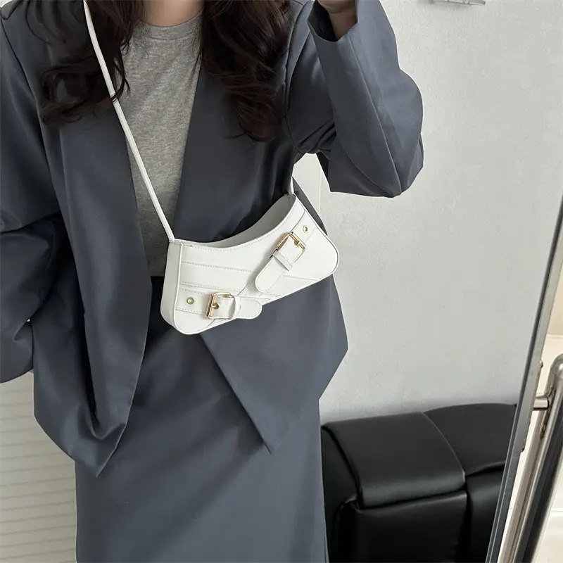 2025 Women's Silver One Shoulder Bag with Buckle Strap - Image 10